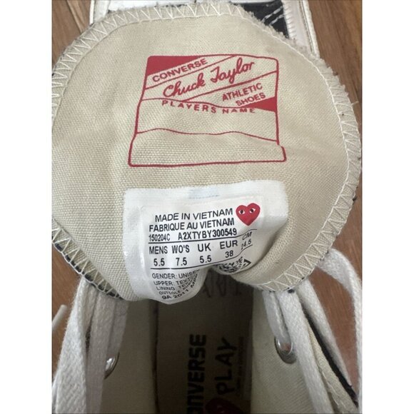 Converse x Comme des Garcons Play Chuck 70 Hi Sneakers 5.5 Men's 7.5 Women's - Picture 10 of 10